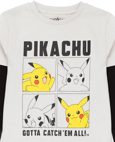 Vista 7 de Pokemon Camiseta para niños ropa de patinador color gris pikachu