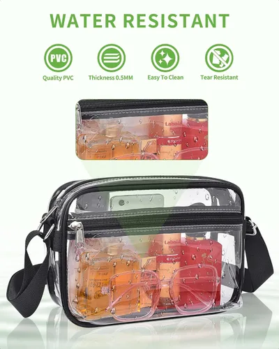 Vista 6 de MAY TREE Clear Bag for Stadium Events, Small Clear Purse Suitable for Concert Outfits, Sports, Work and Festivals