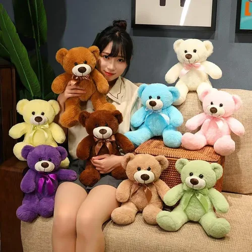 Vista 2 de Oso de peluche suave de 13 pulgadas, oso de peluche súper color, regalo de Navidad, cumpleaños, día de San Valentín, para niños y novias (verde)