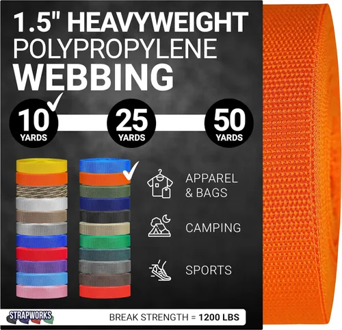 Vista 9 de Strapworks Heavyweight Polypropylene Webbing - Heavy Duty Poly Strapping for Outdoor DIY Gear Repair, 1.5 Inches