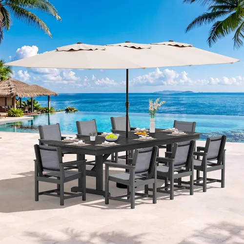 Vista 41 de SERWALL Outdoor 84" HDPE Rectangular Dining Table for 6-8,All-Weather,Aruba