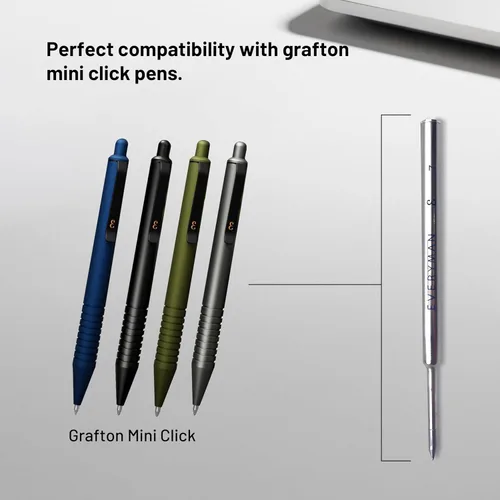Vista 5 de Recargas de bolígrafo de gel Everyman Blue Grafton Premium, punta fina de 0,5 mm, cartucho de tinta de metal de escritura suave, compatible con Azul