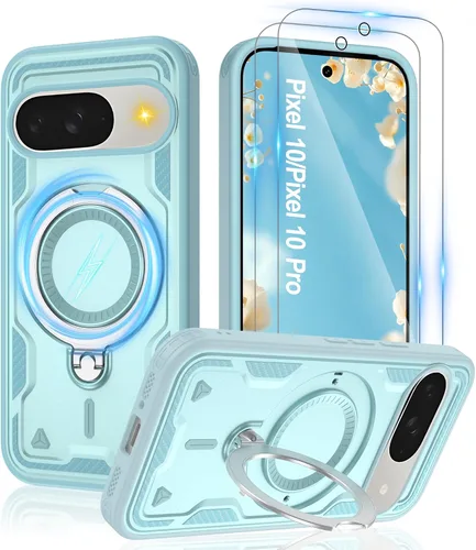 Vista 43 de Gritup fro Funda para Google Pixel 9A, funda protectora magnética de grado militar compatible con Mag-Safe, 2 protectores de pantalla HD, soporte