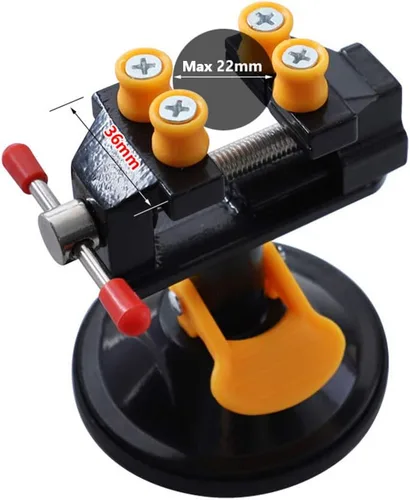 Vista 2 de Yakamoz Mini abrazadera universal de tornillo de succión de 360 grados, prensa de tornillo de banco de mesa con base de succión para bricolaje
