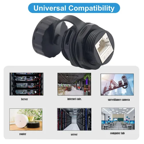 Vista 7 de PENGLIN 2 acopladores Ethernet CAT7 impermeables, conectores blindados RJ45 para montaje en panel para cable LAN Cat5e/Cat6/Cat7, extensor de red
