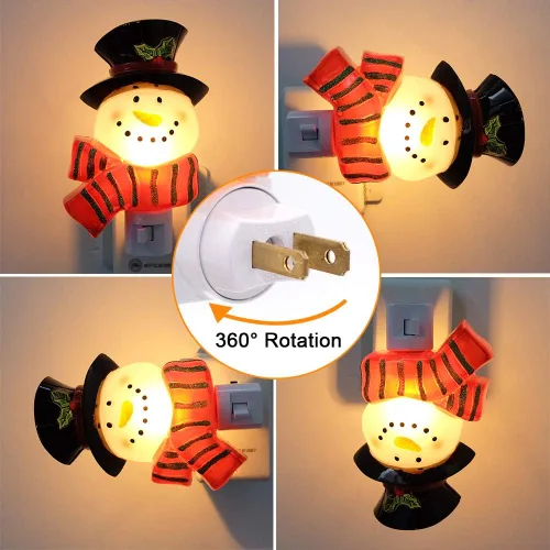 Vista 3 de Luz nocturna de decoración navideña enchufable con interruptor de encendido/apagado manual, luz nocturna para niños, bombilla incandescente incluida