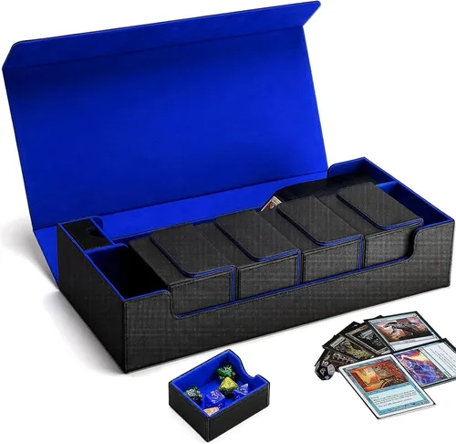 Vista 6 de Estuche de almacenamiento prémium para tarjetas coleccionables TCG, caja con capacidad para más de 800 tarjetas con funda para MTG, YuGiOh, Uno