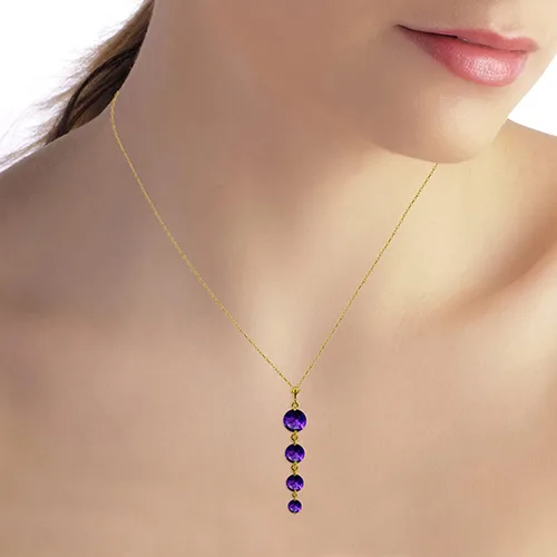 Vista 2 de Galaxy Gold GG Collar con colgante de amatista natural de oro rosa amarillo de 14 quilates