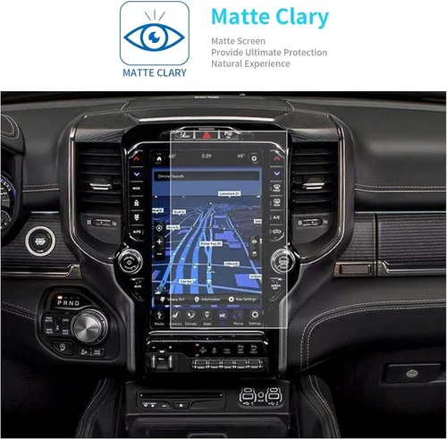 Vista 3 de Protector de pantalla mate compatible con Dodge Ram de 12 pulgadas 2019-2026 1500 2500 3500 antirreflejos, protección de navegación de huellas