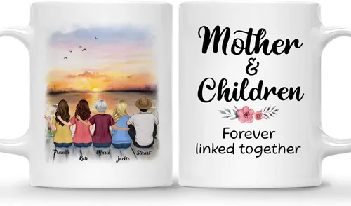 Vista 15 de Gossby Tazas personalizadas para mamá, regalos personalizados para mamá de hijas, hijos con avatares, nombres, cumpleaños, día de la madre, regalos