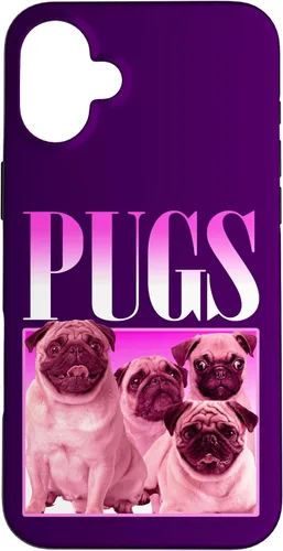 Vista 23 de iPhone 16 Pugs Bootleg Rap Lindo Pug Dog Pet Owners Retro 90's Poster Case