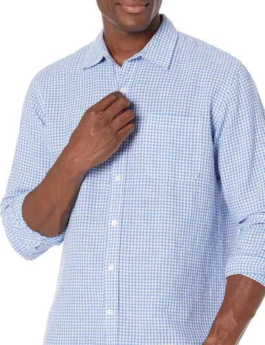 Vista 4 de Tienda Essentials Camisa de algodón de lino de manga larga para hombre con ajuste regular