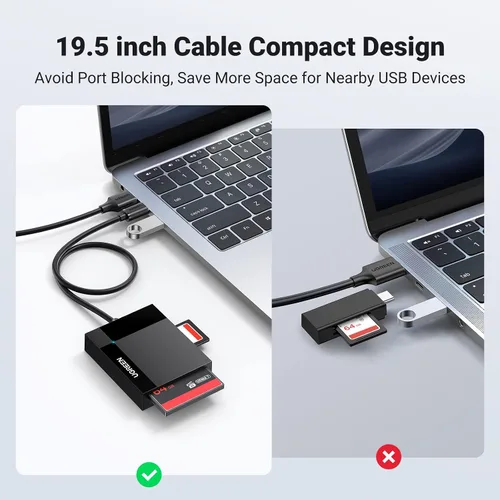 Vista 8 de UGREEN Lector de tarjetas USB C SD 4 en 1 Adaptador de tarjeta de memoria SD externo Micro SD MS CF Lector de tarjetas de cámara flash compacto