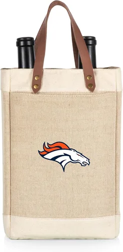 Vista 26 de PICNIC TIME NFL Pinot - Jute 2 Bottle Insulated Wine Bag - Wine Tote Bag - Wine Gift Bag, (Beige)