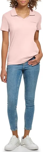 Vista 3 de Calvin Klein Cuello inferior para mujer, manga corta de algodón acanalado 1x1