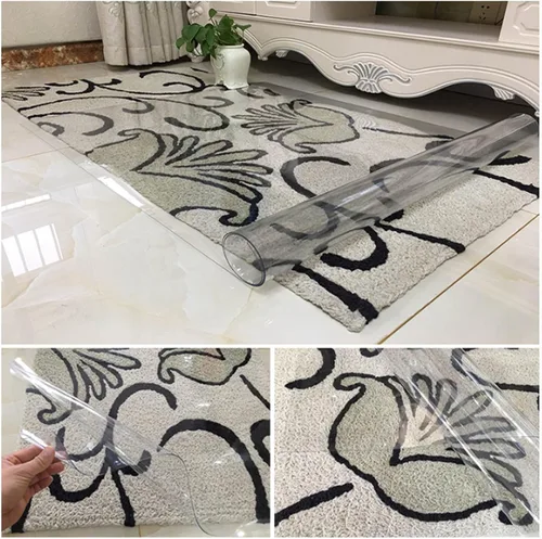 Vista 5 de Tapete rectangular transparente para silla de oficina, protección de PVC para niños, protector de plástico de cocina, resistente al aceite, 39.4 in