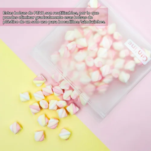 Vista 5 de Qinline Bolsas reutilizables para guardar alimentos - paquete de 24 bolsas aptas para lavavajillas, bolsas reutilizables libres de BPA