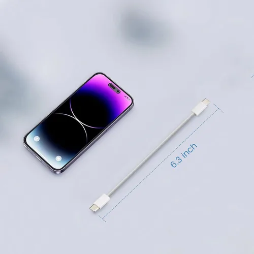 Vista 3 de Smays Cable trenzado USB C a USB C de 6 pulgadas, cable de carga rápida PD de 60 W (paquete de 2)