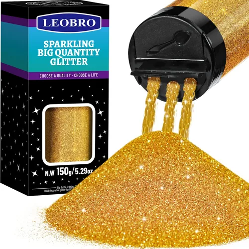 Vista 22 de LEOBRO - Purpurina dorada champán, 150g/5.29oz, purpurina gruesa para manualidades, resina, uñas, cuerpo, cara, vaso DIY, decoraciones
