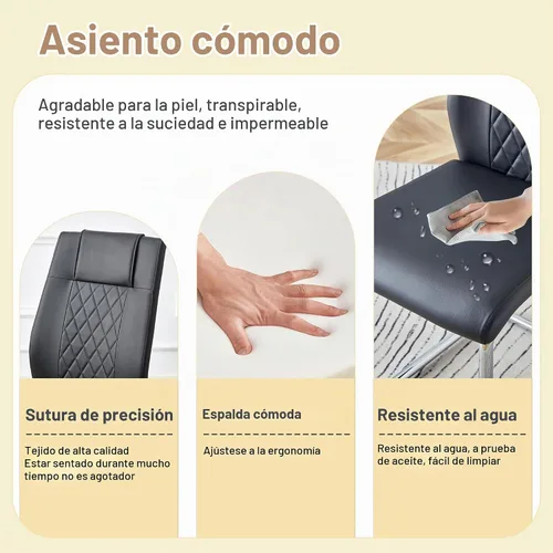 Vista 6 de Ebullient Juego de Mesa de Comedor Moderno para 4, Juego de 5 Piezas de Mesa de Comedor y Sillas para 4, Tablero de Mesa de Mármol PDLB y Base