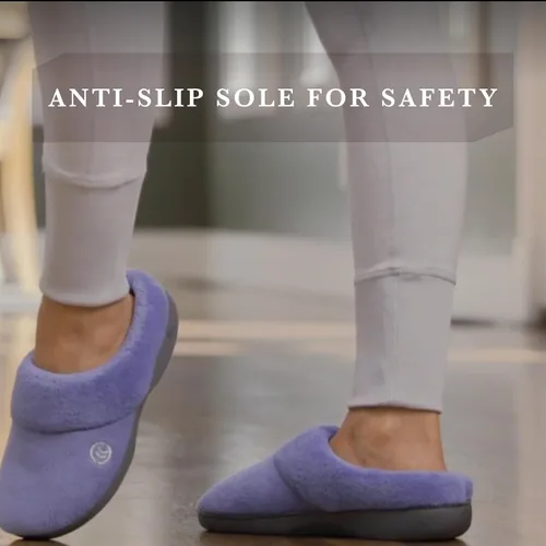 Vista 4 de isotoner Pantuflas de rizo con capucha para mujer con espuma viscoelástica suave, soporte de arco cómodo y suela para interiores y exteriores