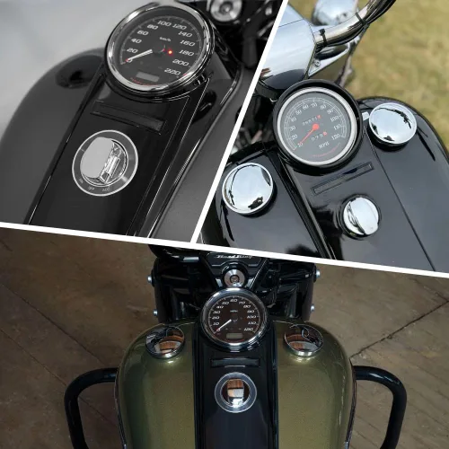 Vista 6 de FSFY - Consola de combustible Smooth Dash, cubierta para tanque de gas, consola de tablero lisa para Harley Softail 2000-2017, color negro