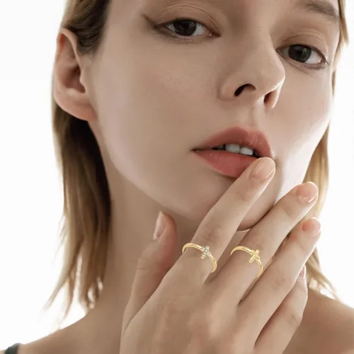 Vista 2 de Honsny Juego de anillos apilables chapados en oro de 14 quilates para mujer, anillos apilables para nudillos para pulgar, anillos de plata finos