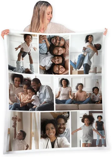 Vista 28 de FrameStory Manta personalizada con fotos y texto, totalmente personalizable con tus fotos y mensajes, manta de forro polar suave y suave, 30 x 40