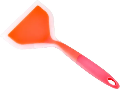 Vista 2 de Espátula ancha flexible estable y gruesa de silicona para panqueques, herramienta para hornear, utensilios de cocina para el hogar, naranja