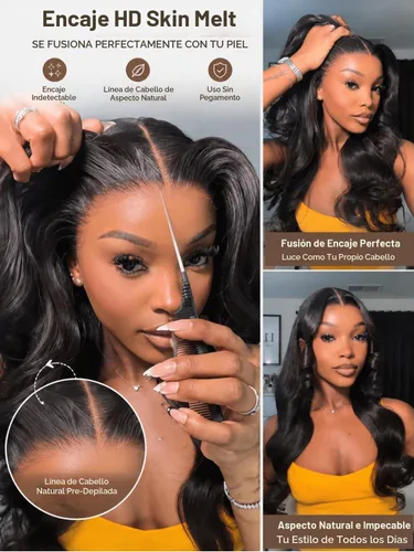 Vista 4 de UNICE Pelucas de cabello humano con cierre de encaje HD Blendaway de 5 x 5, peluca de cabello humano sin pegamento con onda del cuerpo, con cordón