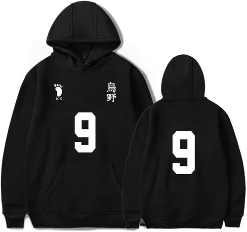 Vista 2 de ELEFINE Hinata Shoyo Anime Cosplay - Sudadera corta con capucha para hombre y mujer, para voleibol