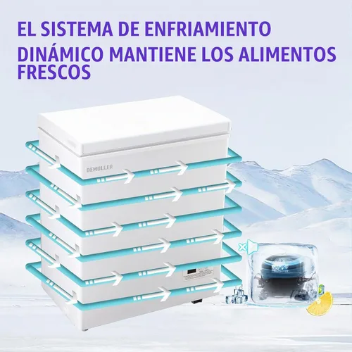 Vista 5 de DEMULLER Congelador de pecho, pequeña máquina de congelación profunda blanca de 4.0 pies cúbicos, compacta con puerta superior abatible y panel
