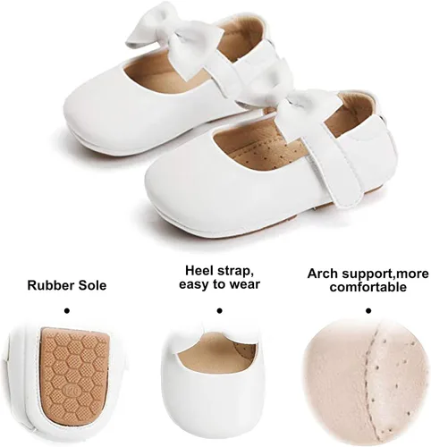 Vista 4 de Felix & Flora Zapatos de bebé de suela suave, zapatos de caminar para bebé, mocasines de goma para ballet