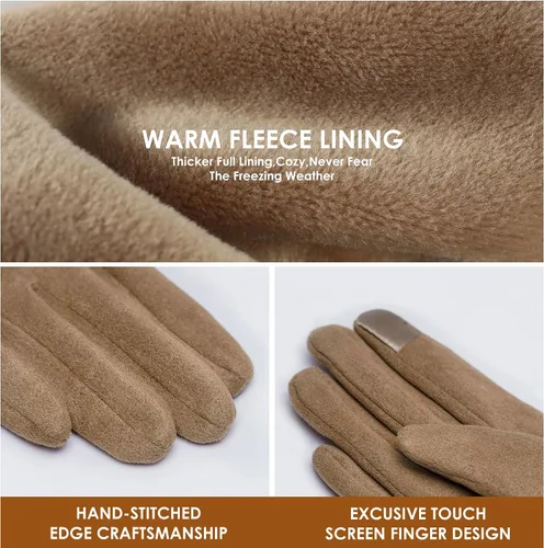 Vista 5 de Dsane Guantes de invierno para mujer, resistentes al viento, con forro polar, gruesos y cálidos