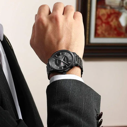 Vista 5 de CRRJU Men's Minimalist Casual Luxury Auto Date Watches Fashion Business Japan Movement Quartz Waterproof Wristwatches for Men Stainsteel Steel Band