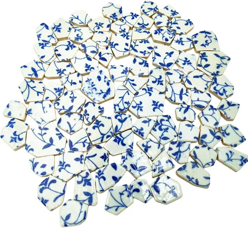 Vista 17 de Azulejos de mosaico de cerámica de porcelana de 1.1 libras, azulejos de mosaico irregulares rotos para suelo de manualidades, cocina, piscina