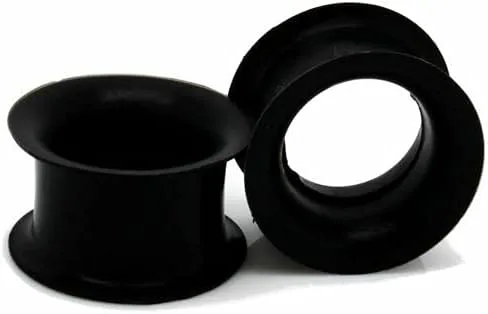 Vista 3 de 1 par (2 piezas) Túneles de ojo de silicona negra con doble llamarada, finos y suaves, flexibles 1036