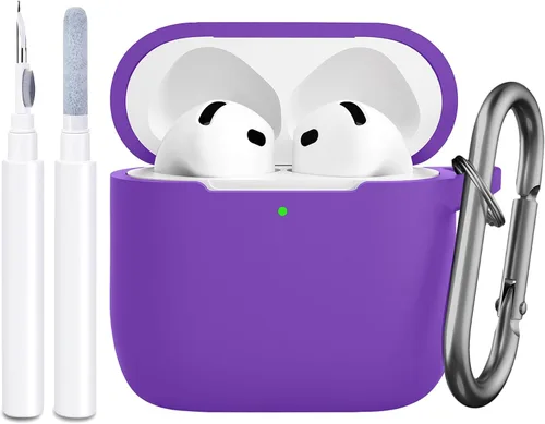 Vista 37 de Funda compatible con AirPods de 4ª generación, funda de silicona protectora suave con kit de limpieza, accesorios para Apple AirPods 4 Gen 2024, LED