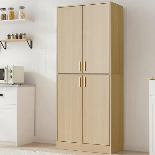 Vista 10 de Cozy Castle Armario de despensa de cocina, armario de almacenamiento de madera de 71 pulgadas de alto con puertas y estantes, 4 puertas, armario