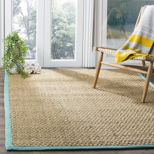 Vista 124 de SAFAVIEH Natural Fiber Collection NF114A - Alfombra de pasillo de hierba marina con patrón de tejido de cesta y borde, de 2 pies 6 pulgadas x 16