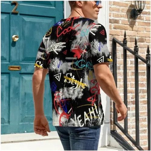 Vista 5 de Camiseta retro de los años 80 y 90 para hombre, camisas grandes y altas de hip hop, camisas de manga corta para hombre