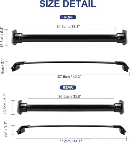 Vista 2 de Barras transversales negras para portaequipajes CRV 2012, 2013, 2014, 2015, 2016, para techo