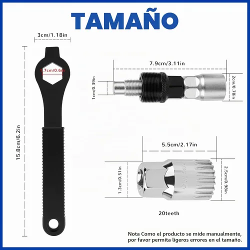 Vista 2 de Oumers Extractor de manivela de bicicleta/removedor de brazo y removedor de soporte inferior con llave inglesa/llave de 0.630 in. Kit