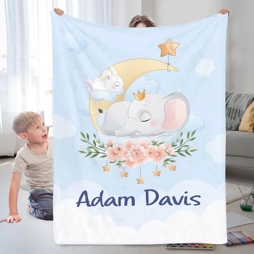 Vista 14 de Manta de bebé personalizada, manta con nombre personalizado para niños, bebés y adultos, mantas con animales personalizadas para niñas, niños