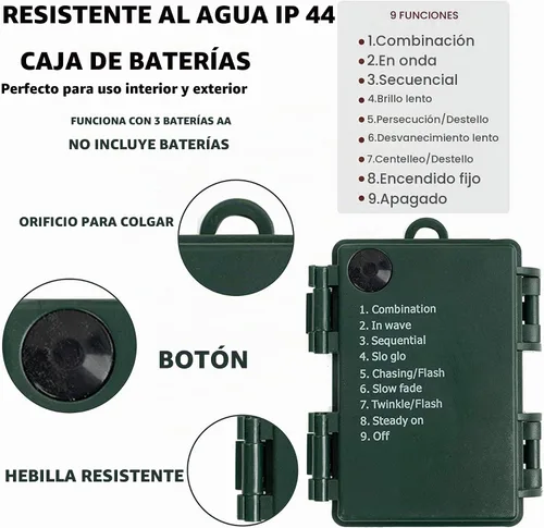 Vista 3 de Dazzle Bright 50 luces LED de Navidad que funcionan con bateo, mini tira de luces impermeables de 16 pies con 8 modos para Navidad, interiores