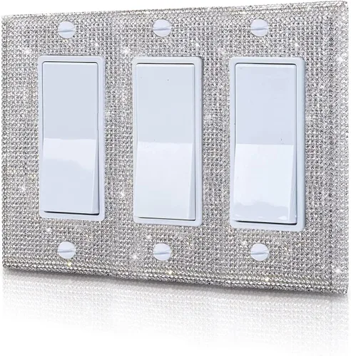 Vista 18 de Diamantes de imitación rosa brillante, placa decorativa para interruptor de luz de palanca simple, placa de cubierta decorativa, cubierta