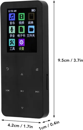 Vista 7 de Reproductor MP3 Z6 con Bluetooth 5.0, 96GB, radio FM, grabadora de voz, reproductor de música portátil, cuerpo de metal, sonido de alta fidelidad