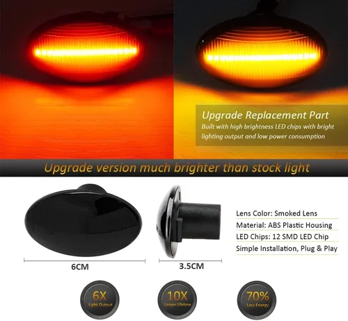 Vista 2 de D-Lumina Conjunto de Luces Marcadoras Laterales LED Ámbar y Rojo para Fo-rd F350 F450 F550 Super Duty 1999-2010 Guardabarros de Cama Dually, Lámpara