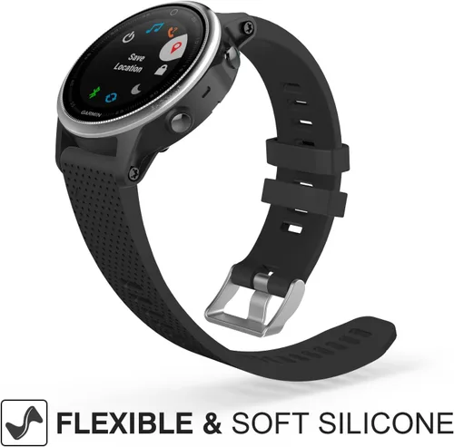 Vista 2 de MoKo Band Compatible with Garmin Fenix 7S & 6S, Soft Silicone Replacement Watch Band Strap Negro