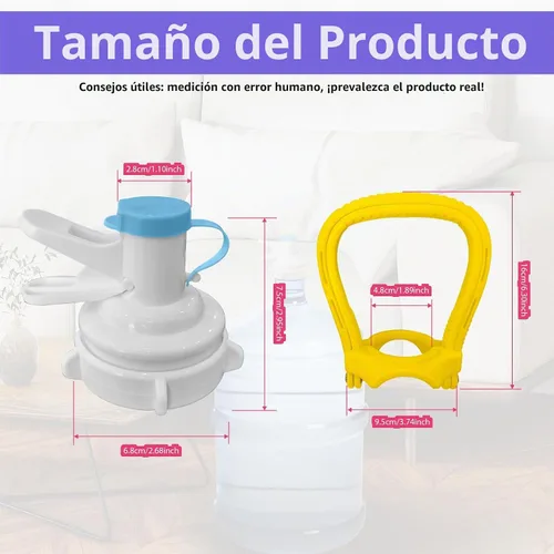 Vista 2 de Juego de 5 válvulas dispensadoras de agua, tapa de jarra de agua reutilizable con asa, grifo de plástico para botellas de 2.165 in sin rosca